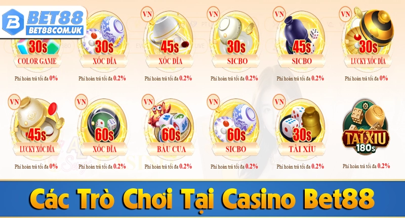 Kho trò chơi đỉnh cao Casino tại Bet88